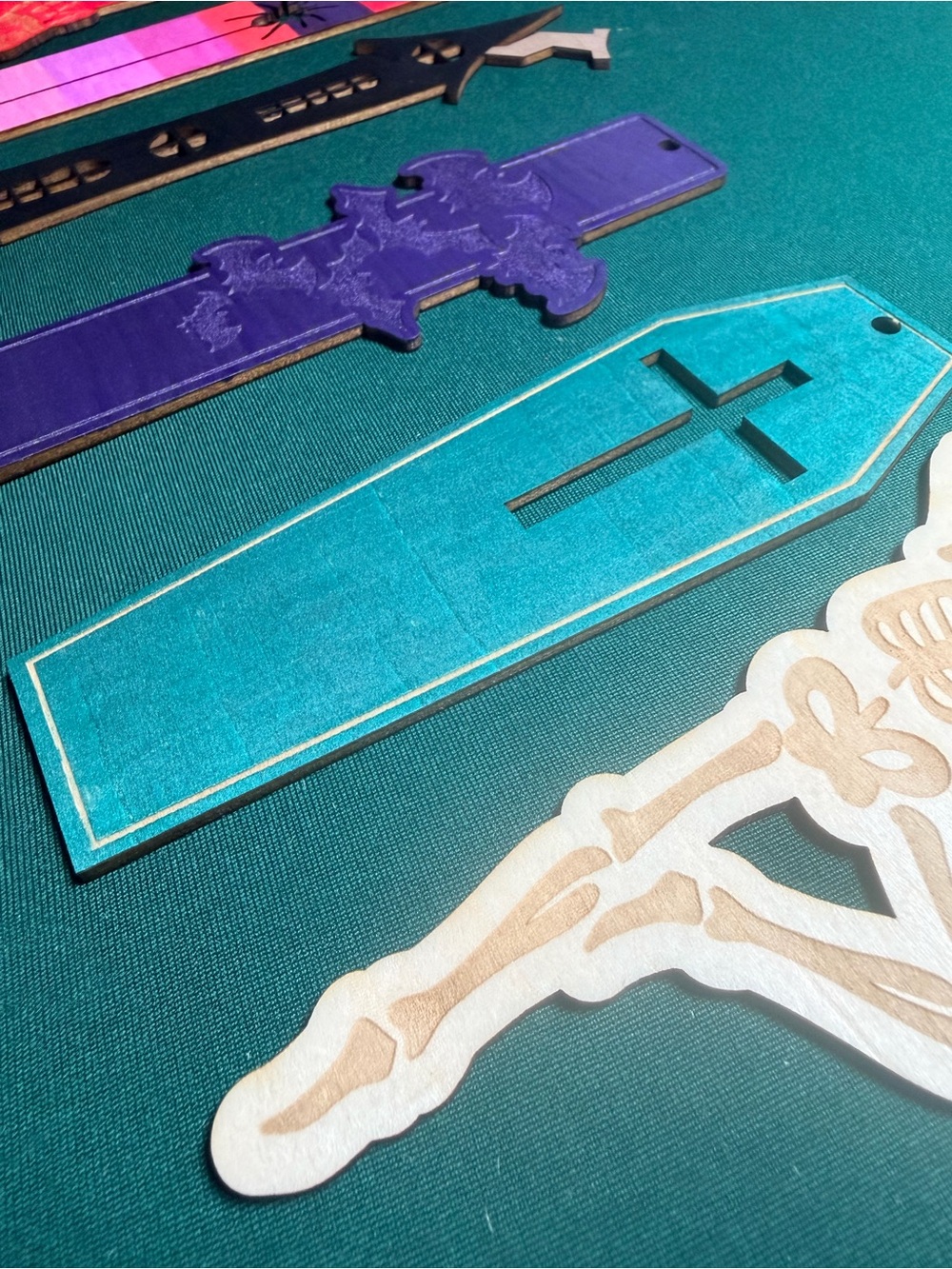 Set of 6 Handcrafted hand painted Spooky Wood Bookmarks made to order - Picture 5 of 5